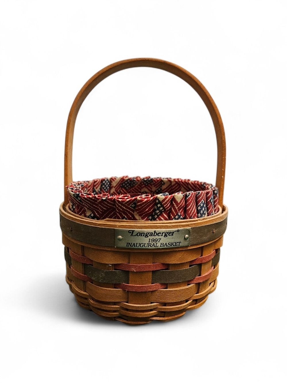 Longaberger Inaugural Basket with Patriotic Flag Fabric Liner Collectible